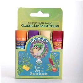 Badger Balm Lip Balm Sticks Green Pack