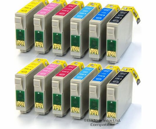 12 Compatible Printer Ink Cartridges fit Epson Stylus Photo 1400 & 1500W ( T0791, T0792, T0793, T0794, T0795, T0796 )