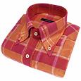 Deep Red and Shimmering Orange Checked Dress Shirt