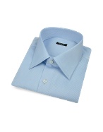 Solid Blue Twill Cotton Italian Dress Shirt
