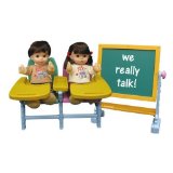 bai Too Cute Twins Interactive Dolls. School Time with Desk and Easel