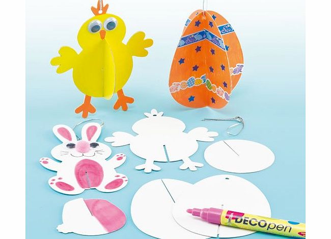 Baker Ross 3D Easter Card Decorations in 3 Designs for Children to Craft, Decorate and Hang (Pack of 12)