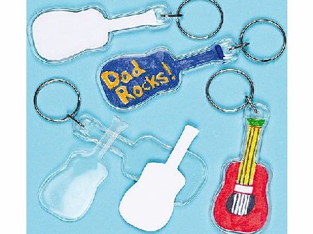 Baker Ross Acyrlic Guitar Keyring for Children to Personalise amp; Decorate Gifts - Pack of 6