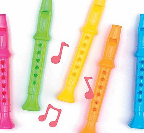 Baker Ross Colourful Plastic Musical Flutes 14cm. Party Bag Fillers for Boys amp; Girls, Childrens Prizes(Pack of 6)