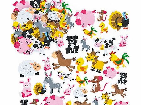 Baker Ross Farm Animal Foam Stickers for Children to Decorate Crafts Cards and Collage (Pack of 96)