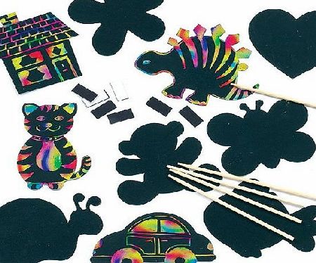 Baker Ross Scratch Art Novelty Magnets Assorted Designs for Children to Create Decorations (Pack of 10)