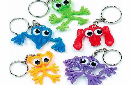 Wiggle Eye Monster Keyrings Kids Toys Party Bag Filler Games Prizes (Pack of 6)