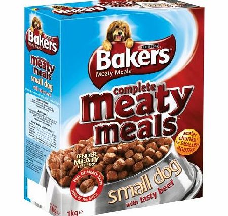 Bakers Complete Meaty Meals Small Dog with Tasty Beef 1 kg, Pack of 4