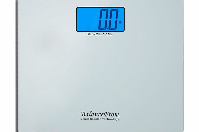 BalanceFrom High Accuracy Digital Bathroom Scale with 4.3`` Extra Large Cool Blue Backlight Display and ``Smart 