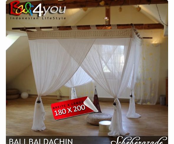Bali Baldachin Mosquito Net Scheherazade 180x200 (71``x78``) incl. 4 tassles Bed Canopy