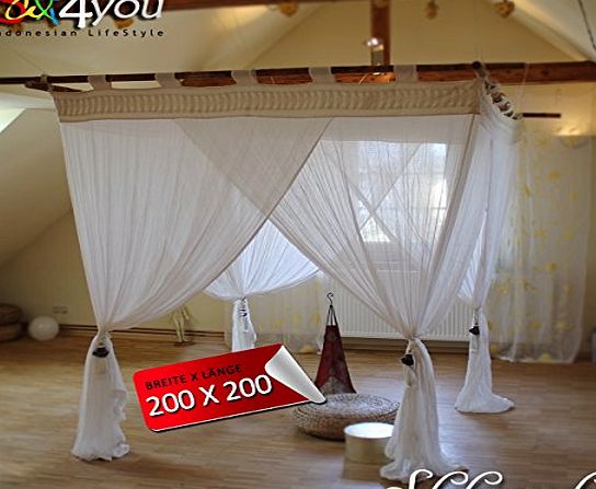 Bali Baldachin Mosquito Net Scheherazade 200x200 (78``x78``) incl. 4 tassles Bed Canopy
