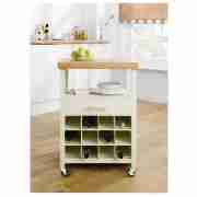 Bamboo Top Cream Trolley With Bottle Racking