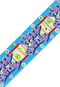 banner - Happy Birthday - Striped Stars