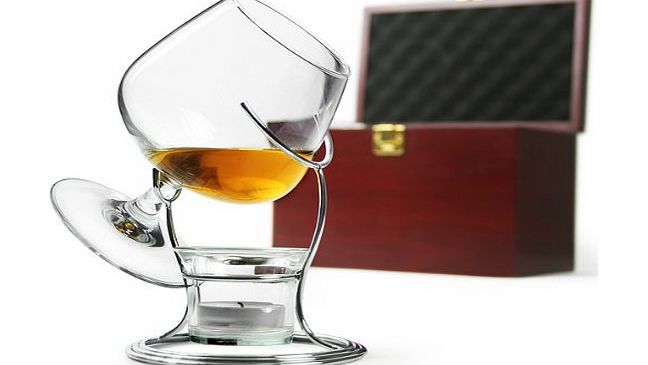 Deluxe Cognac & Brandy Warmer Set including Brandy Glass, Brandy Warmer Stand, Tealight & Tealight Holder | bar@drinkstuff | - Balloon Glass, Snifter Glass for Brandy, Cognac, Armagnac or Calv