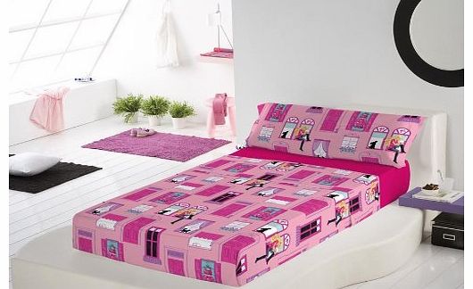 Barbie  MANSION Bedding Set, Sheet with 3pc: top sheet   fitted sheet   pillowcase Bed 105cm