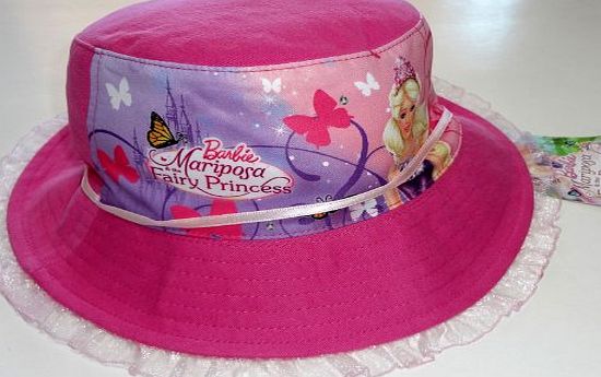 Barbie Mariposa and the Fairy Princess Girls Pink Sun Bucket Hat Cap Kids Childrens Summer Beach Travel Holiday Toy (Children: M)