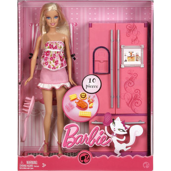 Pink Doll and Refridgerator Playset