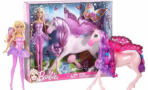 Barbie ~11`` The Princess and The Popstar Fairy Doll and Pegasus Figure