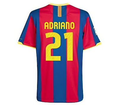 Barcelona Nike 2010-11 Barcelona Nike Home Shirt (Adriano 21)