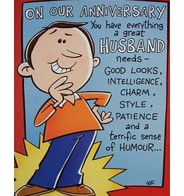 Bargain Giftz Husband Humorous Anniversary Card with Daffodil Yellow Envelope