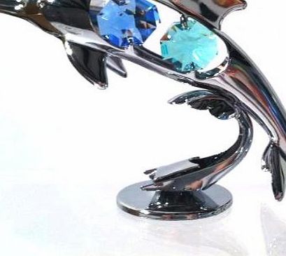 BARGAINS-GALORE NEW DOLPHIN CRYSTAL GIFT SET COLLECTABLE ORNAMENT CRYSTOCRAFT WITH SWAROVSKI ELEMENTS