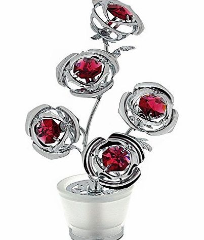 BARGAINS-GALORE NEW FIVE MINI ROSE CRYSTAL GIFT SET COLLECTABLE ORNAMENT CRYSTOCRAFT WITH SWAROVSKI ELEMENTS