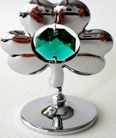 BARGAINS-GALORE NEW SHAMROCK CRYSTAL GIFT SET COLLECTABLE ORNAMENT CRYSTOCRAFT WITH SWAROVSKI ELEMENTS