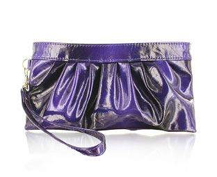 Barratts Beautiful Patent Clutch Bag With Ruche Detail