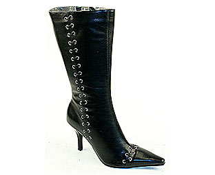 Chic Mid High Boot With Whipstitch Detail