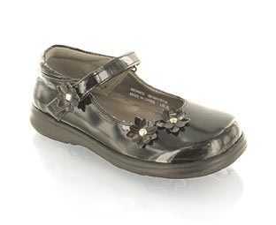 Barratts Cute Patent Casual Shoe With Flower Trim Detail