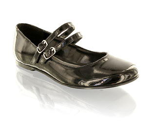 Barratts Fab Patent Ballerina Shoe With Twin Buckle Detail