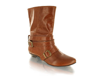 Barratts Funky Leather Ankle Boot With Double Buckle Detail