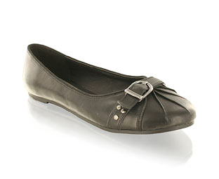 Barratts Funky Leather Ballerina Shoe With Buckle Trim Detail