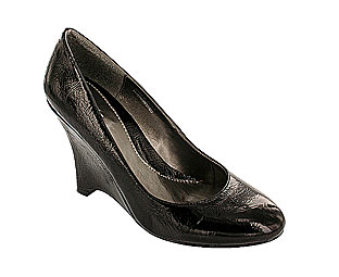 Barratts Funky Patent Court Shoe With Wedge Heel