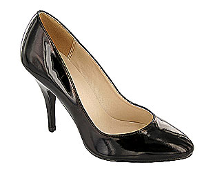 Funky Patent Effect Almond Toe Court Shoe