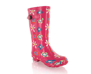 Girly Flower Design Wellington Boot - Infant
