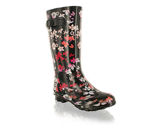 Girly Flower Design Wellington Boot - Junior