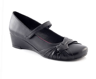 Barratts Leather Low Wedge Shoe - Junior