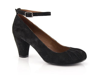 Suede Court With Ankle Strap