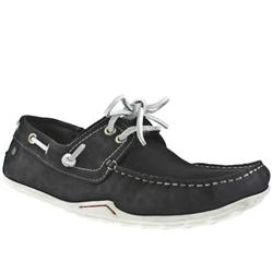 Base London Male Salient Boat Wash Leather Upper in Navy, Stone