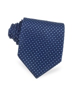 Basile Checked Pattern Dark Blue Woven Silk Tie
