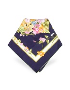 Floral Printed Silk Square Scarf