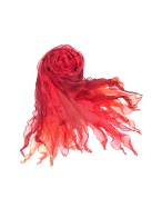 Basile Shaded Ruffled Silk Long Scarf