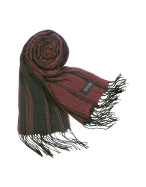 Striped Knit Fringed Long Scarf