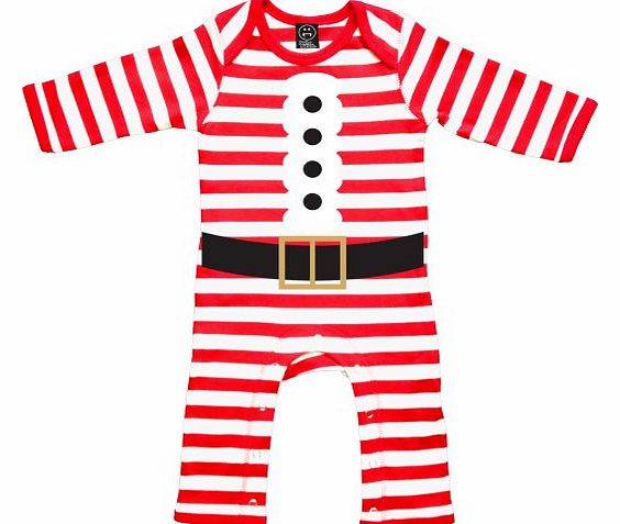 Batch1 Baby Boys Santa Costume Cute Father Christmas Long Sleeve Stripy Babygrow Rompasuit, Red/White - 12 - 18 Months