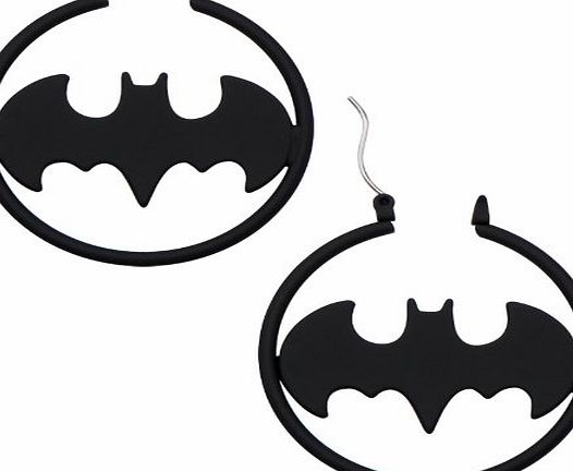 Batman DC Comics Batman Matte Black Fashion Hoop Earrings