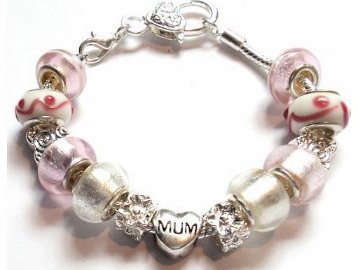 Bay Charm Bracelets Mum Pink Pandora Style Charm Bracelet 20cm - Ideal Birthday Present