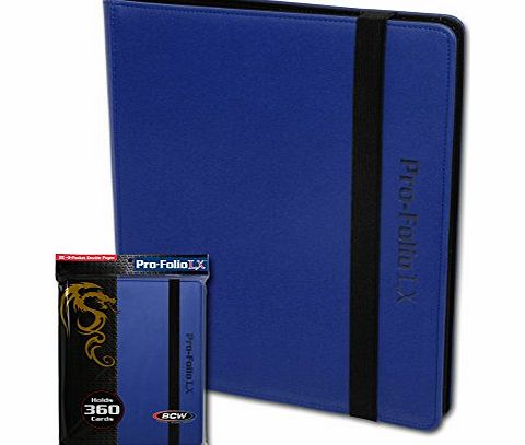 BCW Trading Card Album, 9 Pocket, Holds 360 Cards, Blue Leatherette