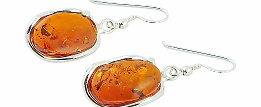 Be-Jewelled Sterling Silver Free Form Oval Amber