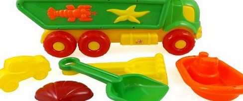 Beach Toys 14`` Beach Dump Truck - 6pc Sand Toys Set for Kids
